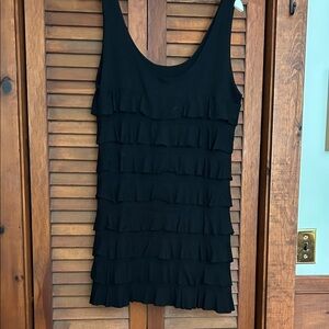 Black Ruffle Mini Dress - Sleeveless Layered Design